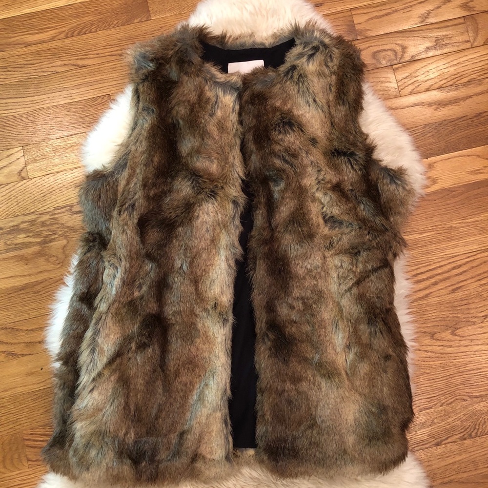 Zara Brown Faux Fur Vest